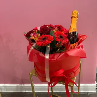 Flowerbox serce z szampanem