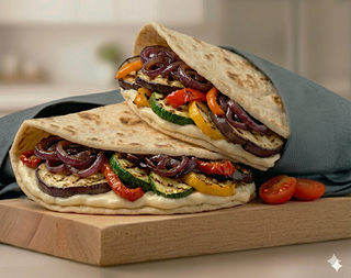 28. Zucchine, melanzane, cipolle rosse caramellate, peperoni