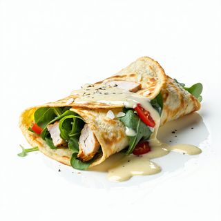 Creps con ensalada, pollo y salsa César