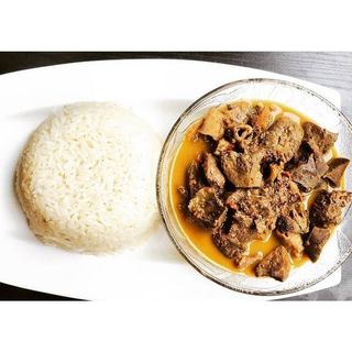 Goatmeat Peppersoup and white Rice
