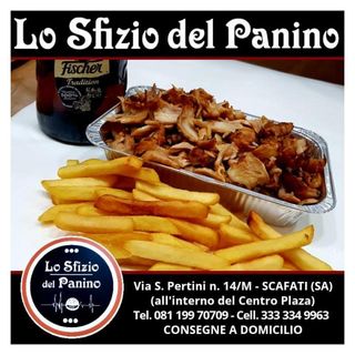 Porzione di patatine e carne kebab  