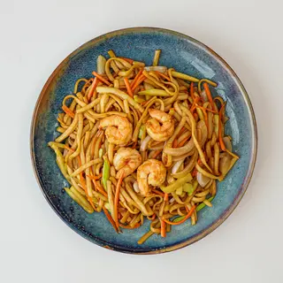 Tallarines Fritos Con Gambas