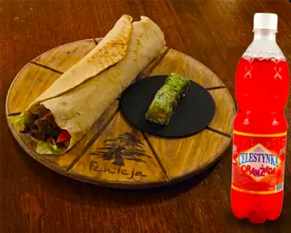 Lawasz kebab wołowy [mega, baklawa pistacjowa, oranżada]