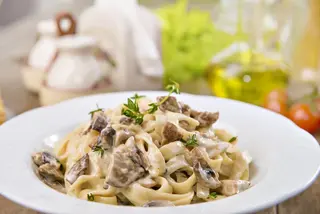 Паста с телятиной и грибами