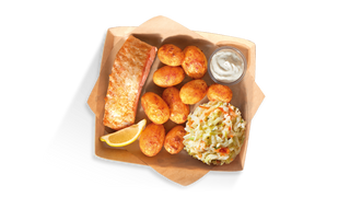 Zestaw obiadowy z łososiem na parze