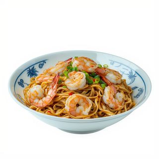 E12. Tallarines Chinos A La Plancha Con Gambas