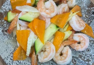 Gamberi con verdure蔬菜虾