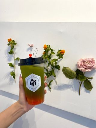 Strawberry matcha latte