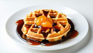Waffle con marmellata di albicocche e cioccolato fondente