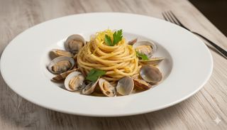 Spaghetti pastificio Mancini alle vongole al limone di Sicilia