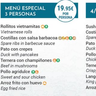 Menú Especial Para 3 A