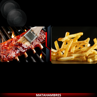 Dos (2) tiras de costilla de cerdo con patatas fritas