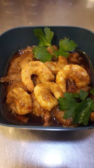 Langostino cremoso con curry