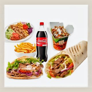 KEBAB MENU FAMLIA -5            (2 x BATATA ,1 x DONER KEBAB, 1 X DRUM KEBAB, 1 X DONER BOX , 1 KEBAB PRATO , 2 LT COCA COLA)