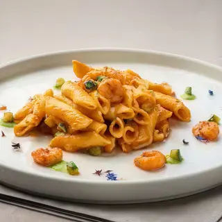 Garganelli gamberi e zucchini