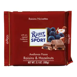 Chocolate Passas e Avelãs Ritter Sport 100 gr