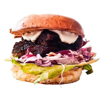 Burger z luzowanym żeberkiem