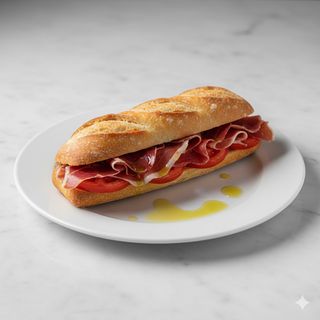 Baguete Jamón Serrano, Tomate Y Aceite De Oliva