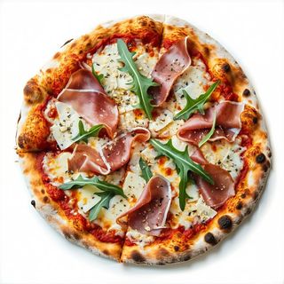 Pizza con crudo, rucola e grana