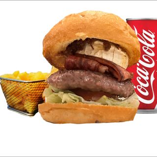Menú Hamburguesa Angus Queso RULO DE CABRA + Patatas + bebida