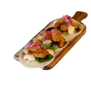 Tacos de langostinos crujientes