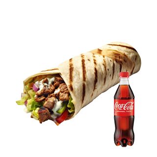 Kebab rollo z kurczakiem lub baraniną średni+ Coca Cola 0,5L