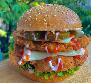 Double chicken cheeseburger