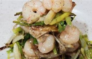 Gambas Con Ajo Y Puerro Tierno