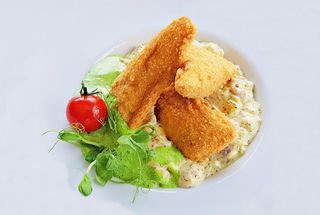 Salau Crispy pe pat de ciuperci cu praz