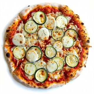 Pizza con mozzarella, scamorza affumicata e zucchine