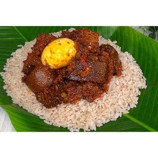Ofada Rice+Sauce (2 serving) and Egg