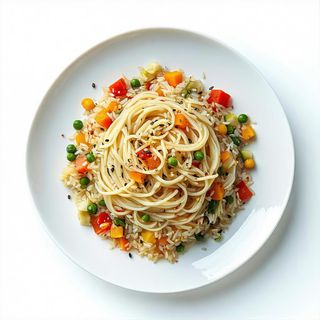 Spaghetti di riso con vedure