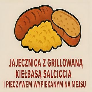 4.	Jajecznica z grillowaną kiełbasą salciccia z pieczywem wypiekanym na miejscu