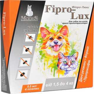 Краплі Фіпро-Люкс 1.5 -4 кг , 1 піпетка