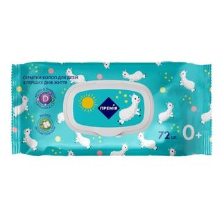 Серветки вологі «Премія» з ромашкою дитячі (72шт)