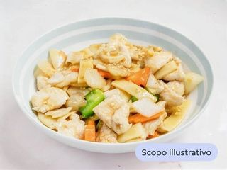 82.Pollo con bambù e funghi