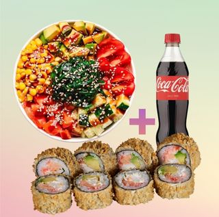 Maui + Tempura Somon + Coca Cola