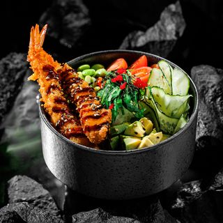 Poke cu creveți Tempura