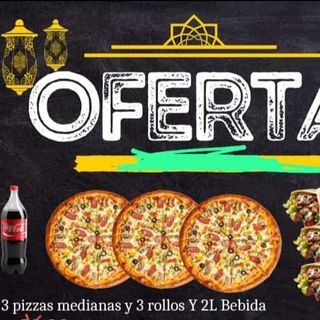 Oferta de  3pizza mediana y 3rollo XXL con bebida