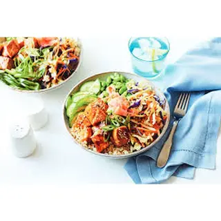 Salmon teriyaki poke bowl