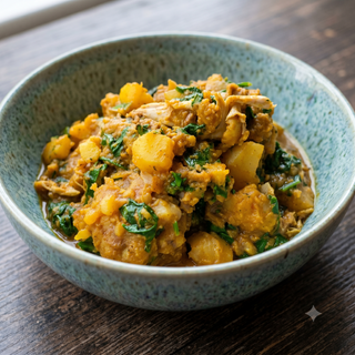 Plantain Porridge And Goat Meat