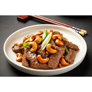 Beef Cashewnuts served with rice 
