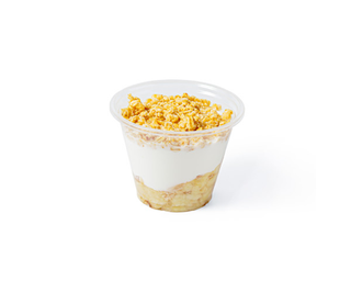 Puré Banana com iogurte e cereais