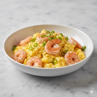 Plato De Huevos Revueltos Con Gambas