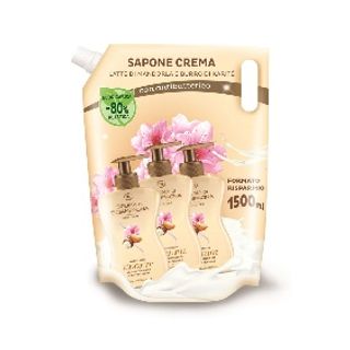 Rezerva de sapun lichid igienizant spuma di sciampagna cu lapte de migdale si unt de larite 1500ml