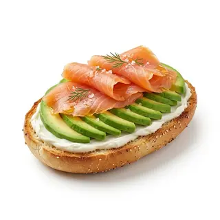 Mollete De Queso Crema Con Aguacate Fresco Y Salmón Ahumado