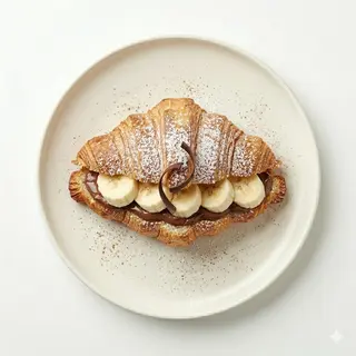 Croissant relleno nutella y plátano