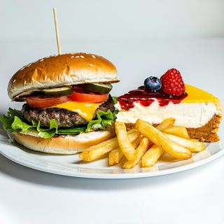 Hamburger + Frites + Boisson + Dessert Du Jour