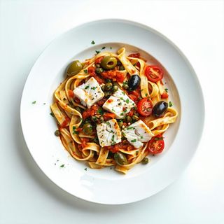 Scialatiello con puttanesca di baccalà