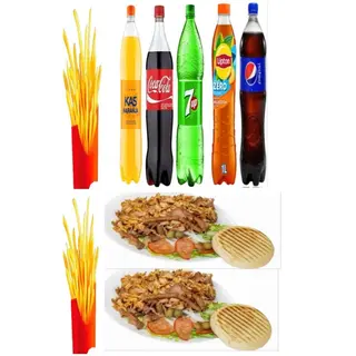 2 Platos + 2 Patatas + 2 Pan + 2 Bebidas